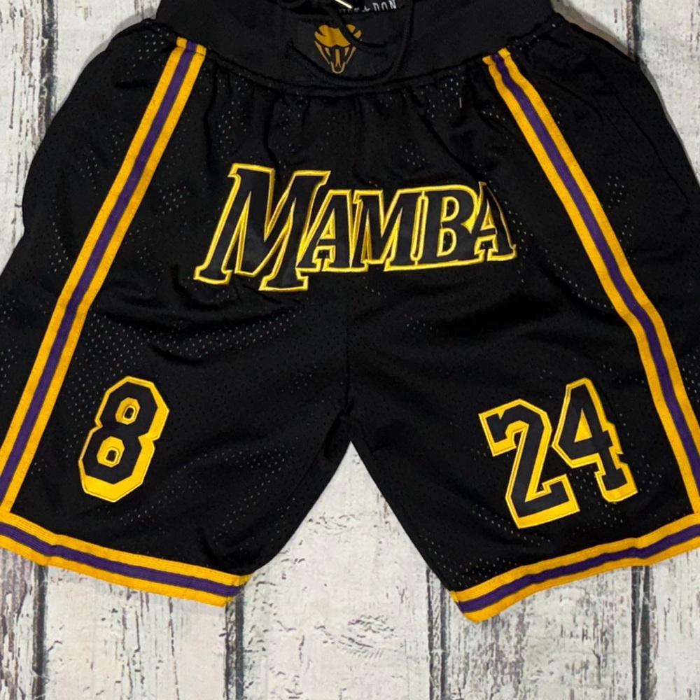 Los Angeles Lakers Shorts Men Black Kobe Bryant Mamba Just Don Basketball - Picture 3 of 7